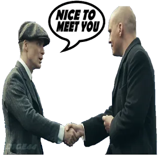 🤝 NICE TO MEET YOU uścisk dłoni, spotkanie, mężczyźni, biznes, dialog telegram sticker