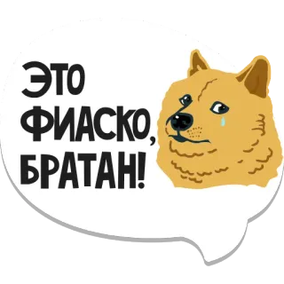 😏 Doge ЭТО ФИАСКО, БРАТАН! doge, meme, fiasco, fail, russian telegram sticker