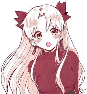 😮 Anime, Fille, Dessin animé, Mignon, Femme, Rouge telegram sticker