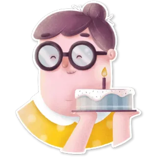 🎂 Frau, Kuchen, Geburtstag, Dessert, Illustration, Person telegram sticker