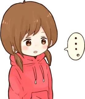 😯 Dessin animé, Fille, Sweat à capuche, Question, Illustration, Mignon telegram sticker