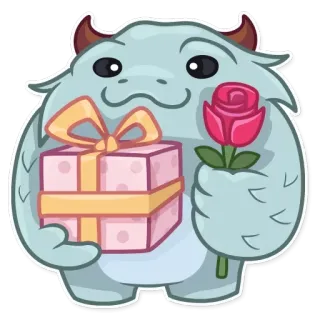 🎁 monster, gift, flower, cute, rose, celebration telegram sticker