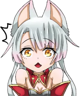 😧 애니메이션, 카와이, 소녀, 여우, 귀, 귀여운 telegram sticker