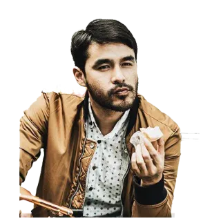 😋 男性, 食べる, 食べ物, ジャケット, ポートレート, 人物 telegram sticker