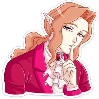 🤫 elf, fantasy, cartoon, character, finger to lips, silence, shhh, mage telegram sticker