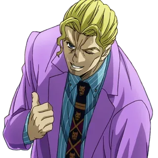 👍 Yoshikage Kira JoJo's Bizarre Adventure Anime, Daumen hoch, Lächelnd, Kira, Yoshikage, JJBA whatsapp sticker