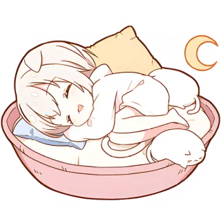😴 Anime, Sommeil, Mignon, Kawaii, Dormir, Lune telegram sticker