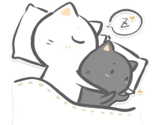 💤 koty, śpiący, słodkie, zwierzęta, kreskówka, poduszka, koc telegram sticker