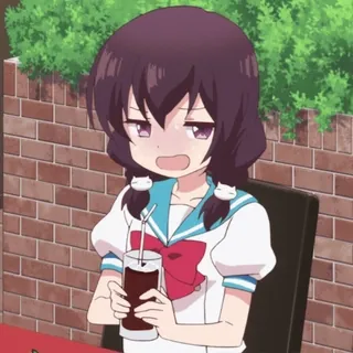 😅 Dziewczyna anime, Kreskówka, Napój, Słodkie, Wykończony/a telegram sticker
