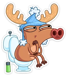 😗 rusa besar, toilet, kartun, lucu, stiker, binatang telegram sticker