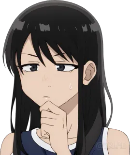 🤔 Anime, Chica, Pensando, Curiosa, Pelo negro whatsapp sticker