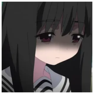 🖤 anime girl, sad, black hair, anime telegram sticker