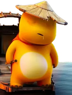 😴 Cartoon, Gelb, Süß, Asiatisch, Hut telegram sticker