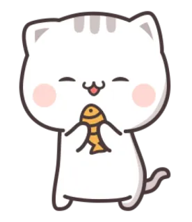 🐟 cat, kitten, cute, fish, animal, cartoon, pet whatsapp sticker