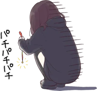 😞 パチパチパチ sparkler, fireworks, anime, girl, cute telegram sticker