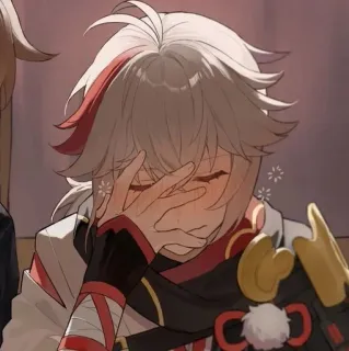 🌟 Kaedehara Kazuha Genshin Impact Anime, Kaedehara Kazuha, Genshin Impact, Video game, Personagem, Cansado, Exausto telegram sticker