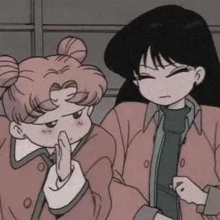 🤫 cartoon, anime, gesture, smirk, girls telegram sticker