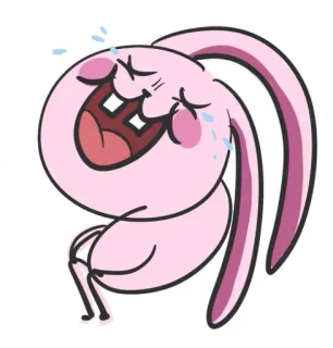 😂 coelho, chorando, rindo, rosa, desenho animado, emoção, feliz telegram sticker