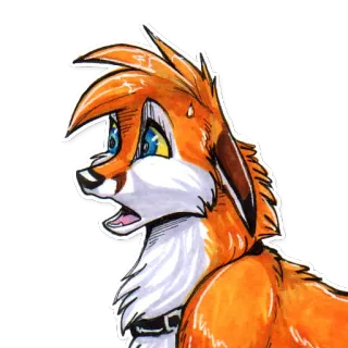 😱 renard, dessin animé, animal, poilu, orange, personnage telegram sticker