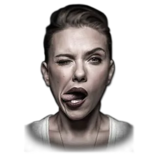 😜 Scarlett Johansson actress, celebrity, portrait, winking, face, woman telegram sticker