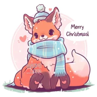 🎄 Merry Christmas! fox, christmas, winter, cute, animal, scarf, hat telegram sticker