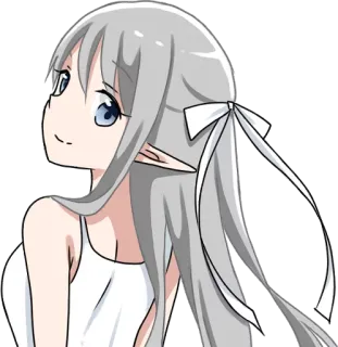 🎀 Anime, Garota, Laço, Cabelo Branco, Elfo, Feminino whatsapp sticker