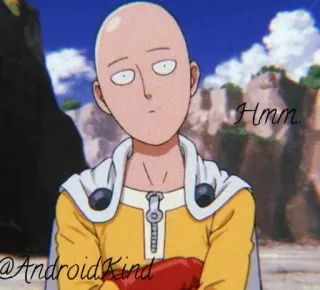 🥚 Saitama One-Punch Man Hmm. サイタマ, ワンパンマン, アニメ, うーん, 考え中, ヒーロー telegram sticker