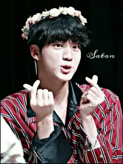 ▪️ Satan kpop, 偶像, 撒旦, 花, 韩国, 手指爱心 telegram sticker
