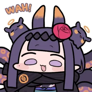 😲 WAH! Anime, Lucu, Ungu, Gurita, Wah, VTuber telegram sticker