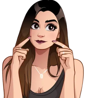🤔 dibujo animado, mujer, chica, cara, retrato, ilustración, belleza telegram sticker