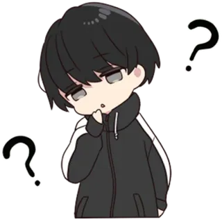 🤔 Anime, Domanda, Confuso, Pensando, Manga, Chibi telegram sticker