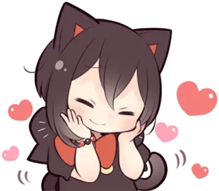 ☺️ garota gato, anime, fofo, kawaii, corações, chibi whatsapp sticker