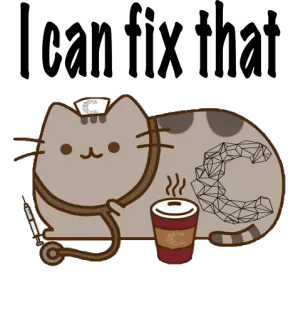 👩‍🔧 Pusheen pusheen, gato, enfermera, café, lindo, estetoscopio, médico whatsapp sticker
