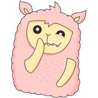 😈 lama, rose, mignon, dessin animé, animal, clin d'oeil telegram sticker