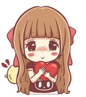 ❤ kawaii, süß, chibi, Herz, Anime, Mädchen telegram sticker