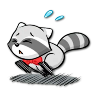 🏃 raton laveur, animal, triste, dessin animé, nœud papillon, mignon whatsapp sticker