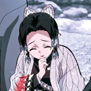 ⭐ Shinobu Kocho Demon Slayer anime, shinobu kocho, demon slayer, sparkle, cute, manga, kawaii whatsapp sticker
