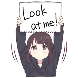 😐 Look at me! Аниме, Девушка, Знак, Взгляд, Внимание, Милый telegram sticker