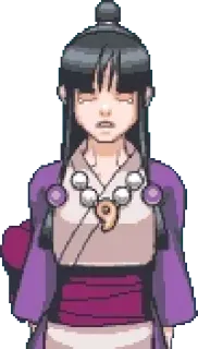 😢 Maya Fey Ace Attorney anime, video game, spirit medium, pixel art telegram sticker