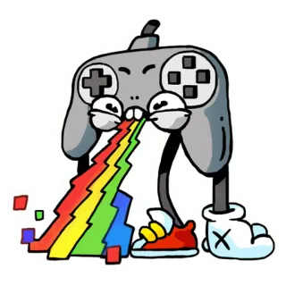 🤩 геймпад, радуга, мультфильм, геймер, гейминг, наклейка whatsapp sticker