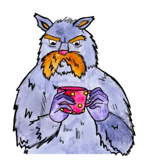🤔 monstre, café, thé, tasse, dessin animé whatsapp sticker