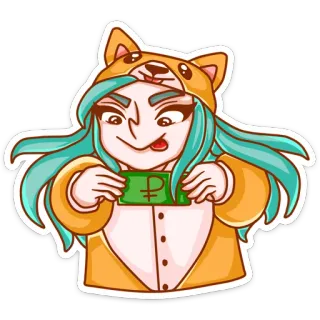 🤑 argent, pyjama, chien, devise, rouble telegram sticker
