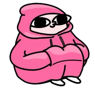 ❄️ การ์ตูน, สีชมพู, เสื้อฮู้ด, ตัวละคร telegram sticker