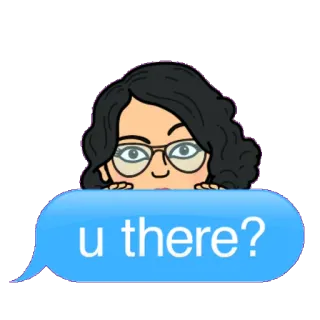 👀 u there? Bitmoji, Texto, Pregunta, Dibujo animado, Avatar telegram sticker