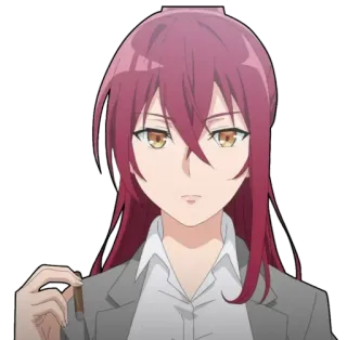 😶 Anime, Dziewczyna, Postać, rude włosy, Kobieta, poważna, Manga telegram sticker