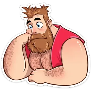 😳 dessin animé, homme, barbe, portrait, illustration, mâle whatsapp sticker