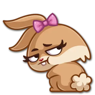 😒 coelho, fofo, adesivo, desenho animado, animal, coelho, laço telegram sticker