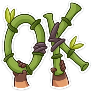 👌 OK OK, Bambú, Dibujos animados, Acuerdo, Positivo, Vale whatsapp sticker