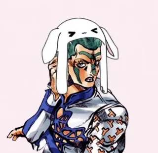 🌿 Rohan Kishibe JoJo's Bizarre Adventure Anime, Manga, Charakter, Lustig, Hase, Hut telegram sticker