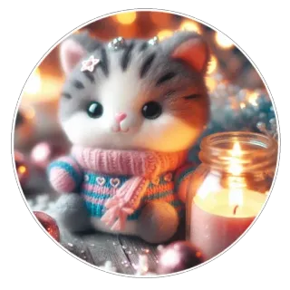 🐱 mèo, mèo con, dễ thương, mùa đông, nến, ấm cúng whatsapp sticker